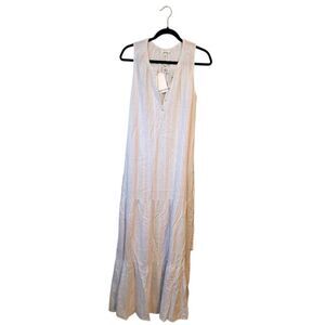 Splendid Women's White Pastel Stripe Tiered Dress Size L NWT